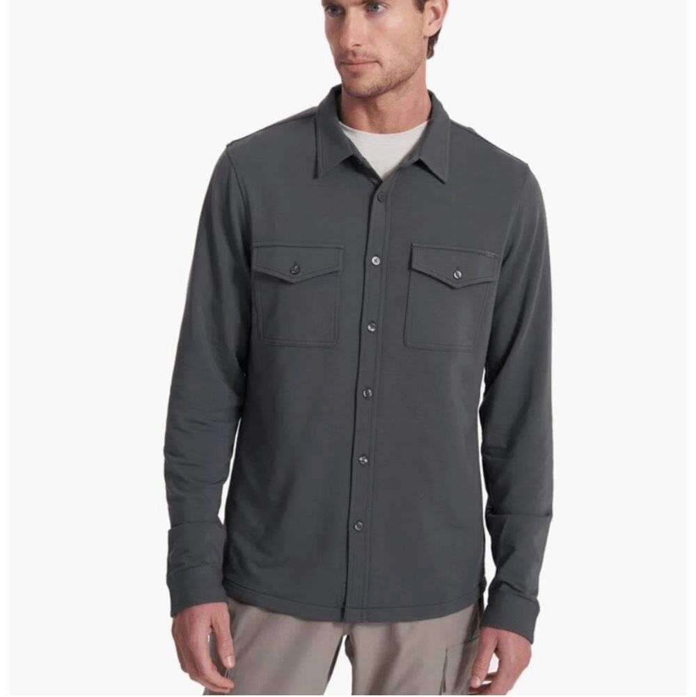 Vuori Mens Boulevard Button Down Shirt Jacket Steel Grey Size XL